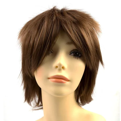 Vista 23 de Modernfairy Dark Orange Wig Short Anime Halloween Wigs for Men Women