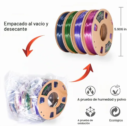 Vista 2 de OVV3D - Paquete de filamentos para impresora 3D PLA brillante, multicolor Negro Azul Púrpura Verde