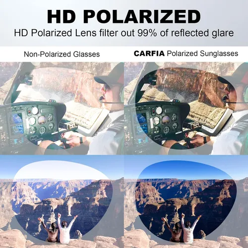 Vista 4 de CARFIA Classic Polarized Sunglasses for Men Women UV400 Protection Pilot Metal Frame Mirror Lens Eyewear
