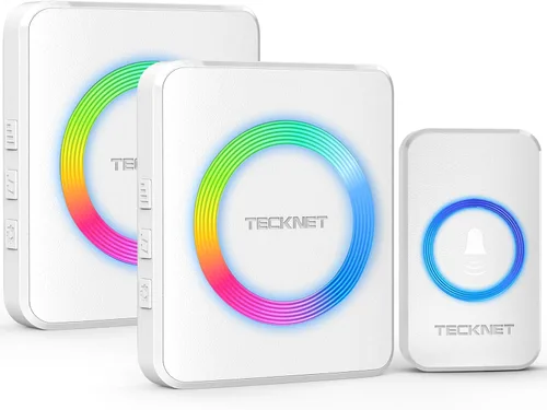 Vista 8 de TECKNET Timbre inalámbrico, timbre de puerta 0-120dB, alcance inalámbrico de 1300 pies, timbres para aulas resistentes al agua IP65, 60 sonidos