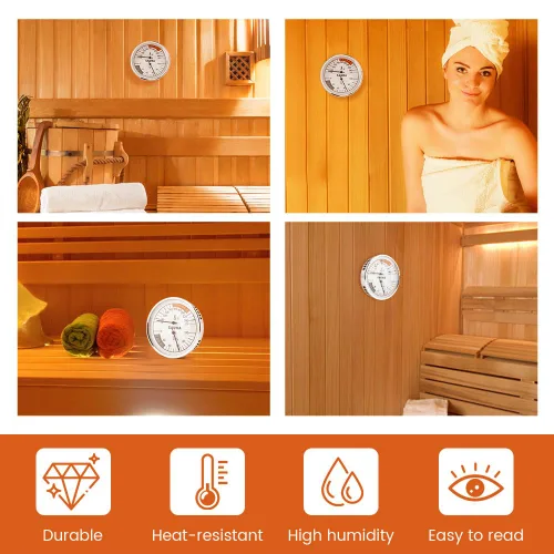 Vista 9 de Termómetro e higrómetro de sauna, termómetro higrómetro 2 en 1 Fahrenheit para sala de sauna, medidor portátil de temperatura y humedad para monitor