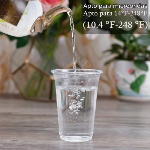 Vista 4 de Vasos de plástico, paquete de 100 vasos de plástico transparente de 12 onzas desechables de 12 onzas para el hogar, oficina, al aire libre, picnic