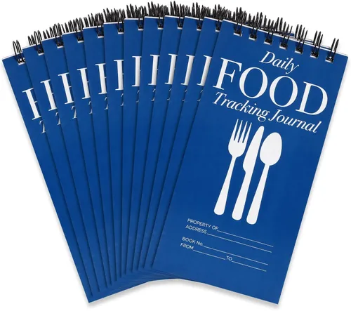 Vista 3 de Juvale Diario de alimentos, paquete de 12, 4 x 8 pulgadas, tapa blanda, diario diario de seguimiento de alimentos, libro de registro de calorías