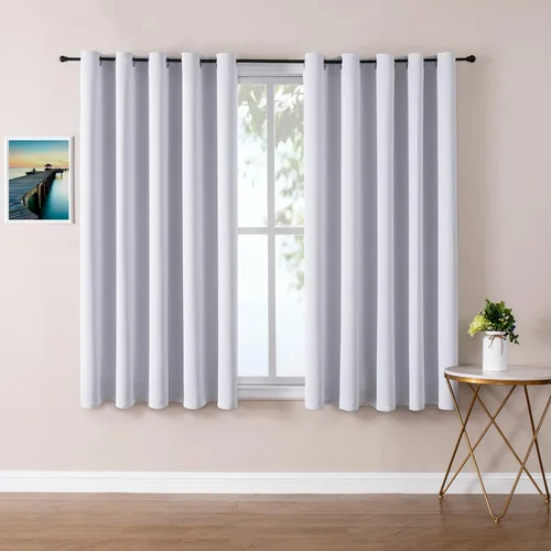 Vista 81 de ChrisDowa - Cortinas cortas para ventana de 40 pulgadas para dormitorio - Cortinas cortas con ojales y aislamiento térmico para oscurecer