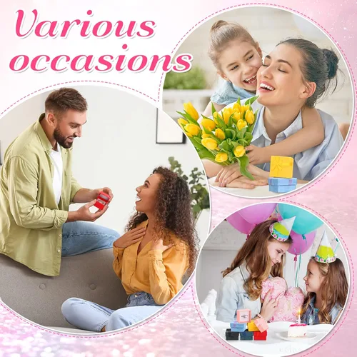 Vista 5 de 72 cajas de anillos de 1.6 x 1.6 pulgadas, caja de joyería de cartón duro con lazo de cinta, pequeñas cajas de regalo para pequeñas empresas