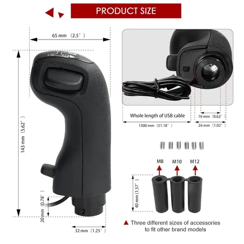 Vista 5 de mapleza USB Simulator Shifter Gearshift Knob Applicable for Logitech G29 G27 G25 TH8A Gearshift Knob for People Truck for ATS & ETS2 Gaming PC