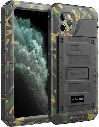 Vista 18 de Beasyjoy Funda impermeable de metal para iPhone 11, resistente, a prueba de golpes, a prueba de polvo, protección resistente, pantalla incorporada