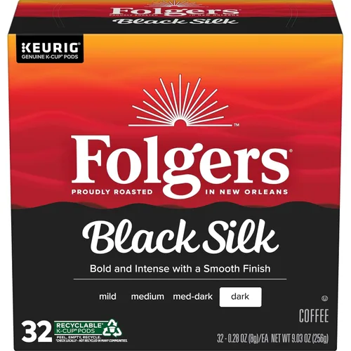 Vista 29 de Folgers Black Silk Coffee, tostado oscuro, cápsulas Keurig K-Cup, 60 unidades 6 cajas (10 unidades), café tostado oscuro, compatible con cafeteras