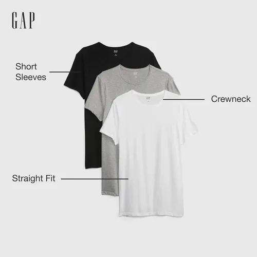 Vista 2 de GAP Paquete de 3 camisetas clásicas de algodón para hombre