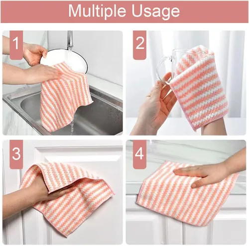 Vista 5 de Paquete de 12 trapos de limpieza de cocina de microfibra súper absorbentes, paños de limpieza para platos, multiusos, reutilizables, para polvo