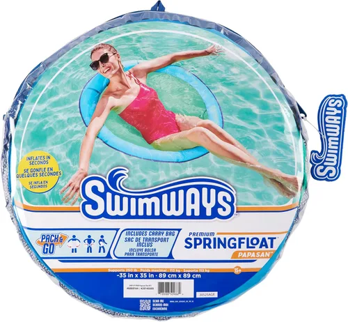 Vista 8 de SwimWays Spring Float Premium Papasan Pool Lounger with Breathable Mesh Seat, Inflatable Pool Floats for Adults with Fast Inflation, for Ages 15 & Up
