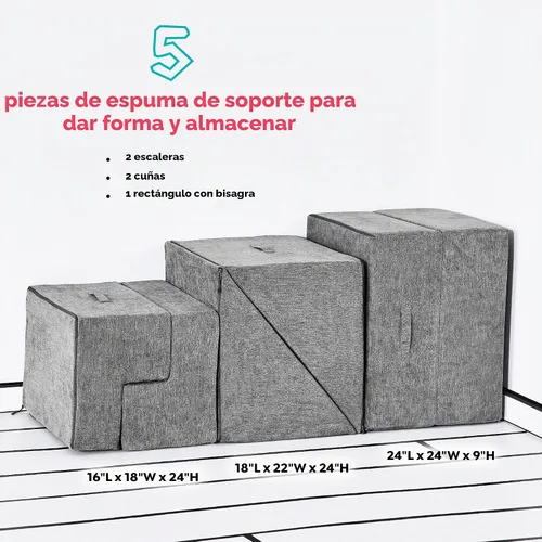 Vista 2 de Sofá de Juego para Niños y Pequeños de Yourigami, Juego de Sofás para Sala de Juegos, Diseño Modular Duradero, Gris Montaña