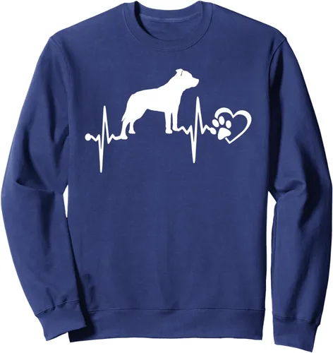 Vista 6 de Staffordshire Bull Terrier Dog Paw Heartbeat Funny Puppy Sweatshirt Negro