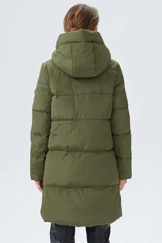 Vista 2 de Orolay - Abrigo acolchado de invierno para mujer, de plumón, con capucha y cremallera doble
