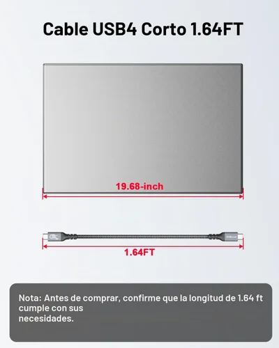 Vista 5 de Cable USB 4 para Thunderbolt 5, sincronización de datos de 80 Gbps