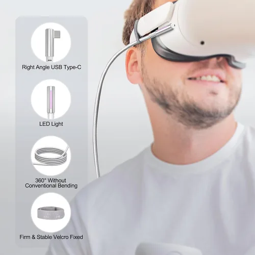 Vista 6 de 6amLifestyle 6AMGame - Cable de enlace de 16 pies para Quest 3/2/Pro, accesorios de juegos para PC, auriculares de vapor VR, cable de carga USB C a