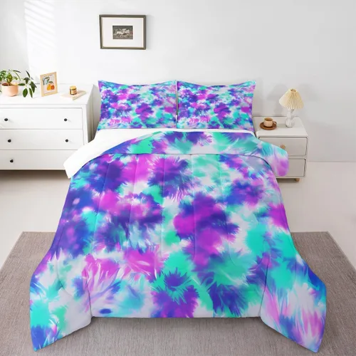 Vista 31 de Feelyou Juego de ropa de cama de sirena suave para niños y niñas, juego de edredón de escamas de peces oceánicos, tamaño individual, edredón