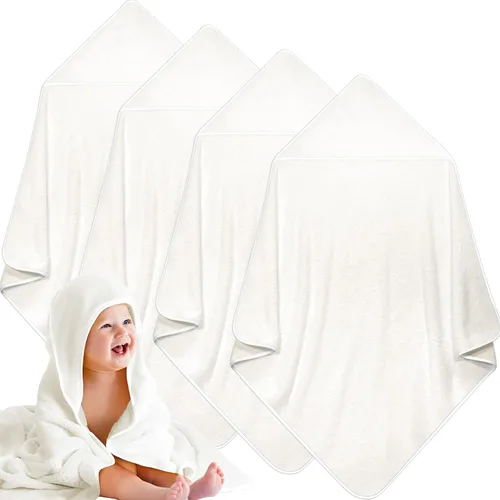 Vista 14 de Reginary Paquete de 4 toallas con capucha para bebé, toallas de baño de forro polar coral para bebé, 30 x 30 pulgadas, suaves y absorbentes, manta