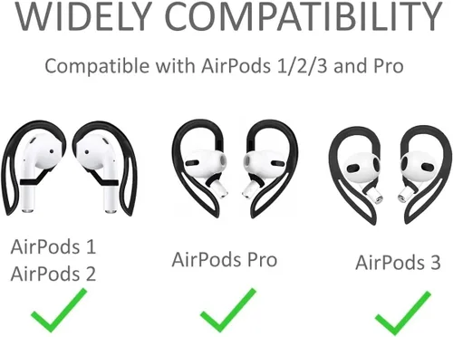 Vista 2 de JNSA Ganchos para las orejas (4 pares) compatibles con AirPods Pro, 3, 2, 1 Gen – Accesorio ajustable multidimensional con almohadilla adhesiva