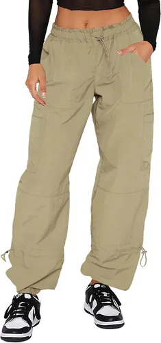 Vista 9 de DISCIPBUSH Pantalones cargo holgados para mujer, pantalones de paracaídas para mujer, pantalones rave, pantalones Y2K, trajes de festival para mujer
