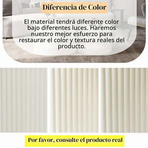 Vista 3 de Juego de 2 mesas auxiliares anidadas, moderna mesa de centro redonda con rayas laterales para sala de estar, dormitorio, color beige