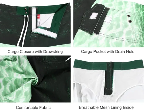 Vista 6 de Nonwe Traje de baño para hombre de secado rápido con bolsillo ajustable en la cintura