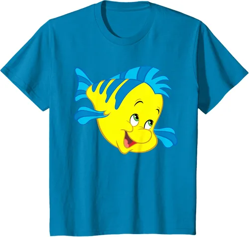 Vista 91 de Disney Camiseta de disfraz de cara grande de la Sirenita Flounder Sidekick