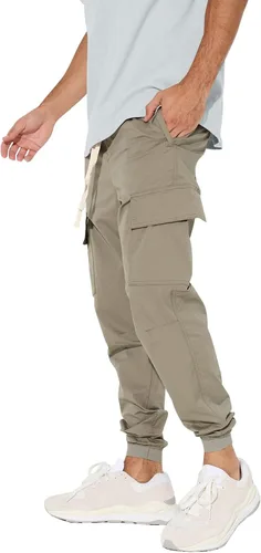 Vista 6 de Lexiart Pantalones deportivos de moda para hombre, pantalones de senderismo con cordón, pantalones deportivos largos para entrenamiento de gimnasio