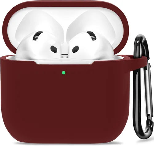 Vista 19 de Funda para AirPods 4, funda de silicona compatible con Apple AirPods de 4ª generación, color rojo A-Rojo