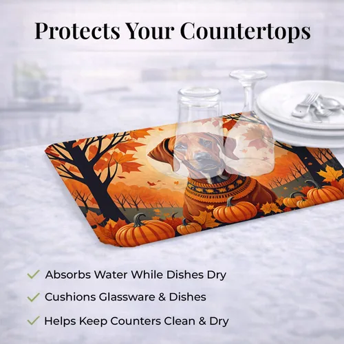 Vista 7 de Caroline's Treasures DAC1066DDM Rhodesian Ridgeback - Tapete de secado de platos absorbente para encimera de cocina, tapete escurridor de platos