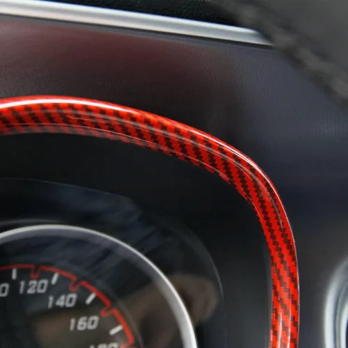 Vista 4 de crosselec Cubierta de marco de panel de medidor de tablero de fibra de carbono, accesorios de decoración interior para Dodge Charger 2015-2021 (rojo)