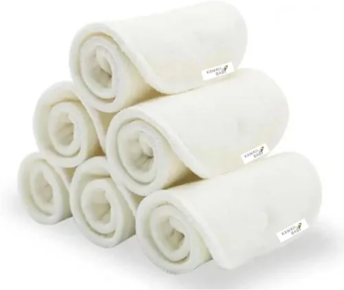 Vista 3 de KaWaii Baby Inserto de pañales de tela de etiqueta premium, 5 capas, lavable, reutilizable, uso con pañal de tela de tamaño único, paquete de 10