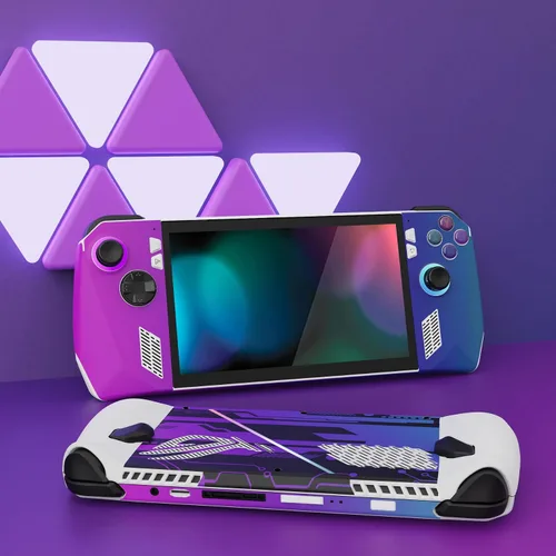 Vista 2 de PlayVital Juego de 2 calcomanías protectoras para ROG Ally, calcomanías personalizadas de vinilo para consola de juegos portátil ROG Ally, neón