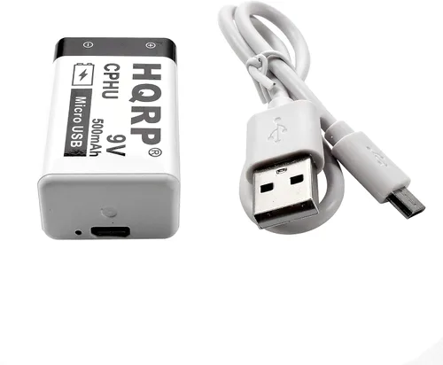 Vista 5 de HQRP Paquete de 2 baterías recargables USB de iones de litio de 9 V, alta capacidad, 500 mAh, 9 voltios, carga rápida de 1.5 H, 800 ciclos con cable