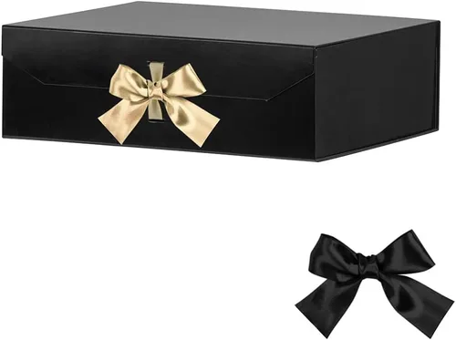 Vista 13 de GoooodGift Caja de regalo negra para regalos de 10 x 7.3 x 3.5 pulgadas, caja decorativa con cinta, caja de regalo vacía con tapa cierre magnético