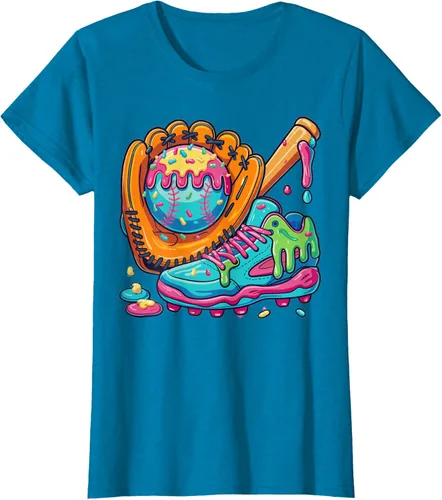 Vista 15 de Ice Cream Drip Baseball Stuff Baseball Drip For Boys Youth T-Shirt, Negro -, Pequeña