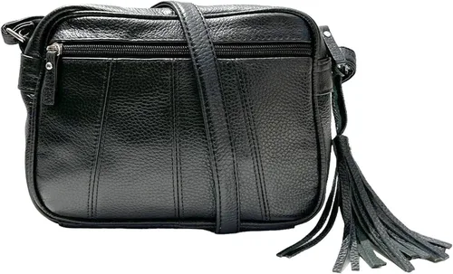 Vista 4 de Bolso de hombro de piel de vaca para mujer, pequeño organizador de cuerpo cruzado con muchos bolsillos