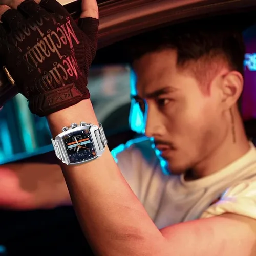 Vista 4 de MASTOP Reloj de pulsera mecánico de moda para hombre, correa de acero inoxidable, diseño único, automático, viento automático, Mecánico
