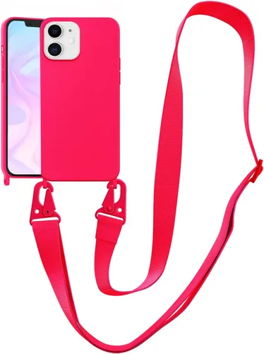Vista 5 de Funda compatible con iPhone 8 Plus, iPhone 7 Plus/6 Plus/6S Plus con cordón, funda cruzada para iPhone con correa ajustable de silicona para iPhone