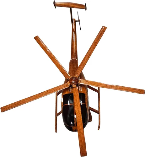 Vista 3 de MD-530 (MD530) Mahogany Wood Desktop Aircraft Model.