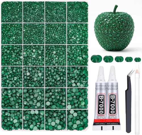 Vista 9 de 27000PCs Resin Rhinestones Kit, 2-6mm Crystal Diamond Gems with Picker Pencil, Tweezer & 2 Glue Bottles, Flatback Rhinestone Set for Diamond