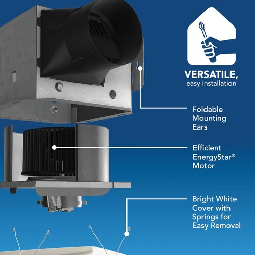 Vista 3 de Broan-NuTone® Roomside Series - Ventilador de escape de baño con altavoz Bluetooth con luz LED, 70 CFM 2 Sones, ENERGY STAR