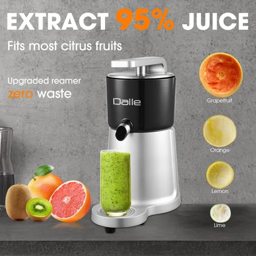 Vista 3 de DALLE Exprimidor comercial de cítricos Exprimidor de jugo de naranja, limón y pomelo desmontable con cubierta contra salpicaduras, 2 conos y 2