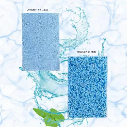 Vista 2 de Esponjas de celulosa, exfoliante resistente para cocina, comprimidas para desastres difíciles sin arañazos (paquete de 10, blanco)