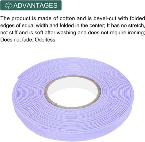 Vista 507 de MECCANIXITY Cinta al bies de doble pliegue de 1/2 pulgada de poliéster continuo a granel para costura, costura, dobladillo, encuadernación y Beige