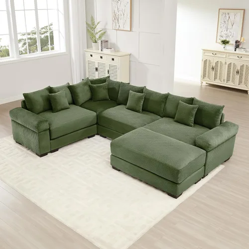 Vista 58 de ODUSE-DAILY Sofá modular de gran tamaño de 117.3 pulgadas, sofás modulares grandes de pana para sala de estar, sofás de 3 plazas, moderno juego