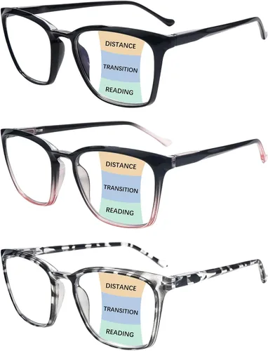 Vista 10 de COJWIS 3 packs Progressive Multifocus Reading Glasses for Women Blue Light Blocking Reading Glasses Spring Hinge Readers