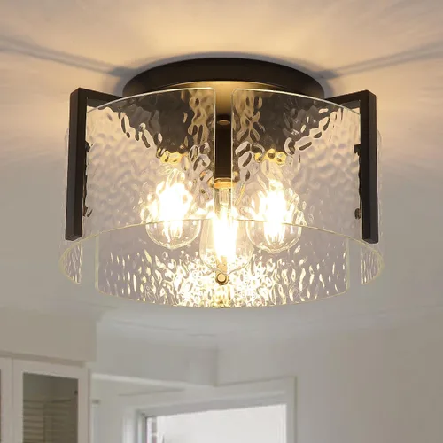 Vista 11 de Lámpara de techo negra de montaje empotrado, lámpara de entrada moderna de 3 luces, montaje de techo, accesorios de iluminación de cocina, lámparas