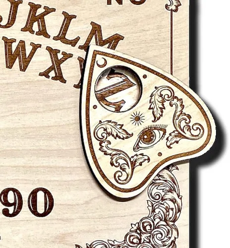 Vista 4 de CM Originals Tabla de alcohol grande – Tabla de hablar hecha a mano con planchette de madera – Calidad Premium All See Eye Board