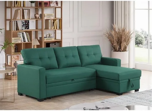 Vista 2 de Devion Furniture Tela de poliéster en forma de L reversible, fácil de convertible extraíble, sofá seccional/diván de almacenamiento con cojines